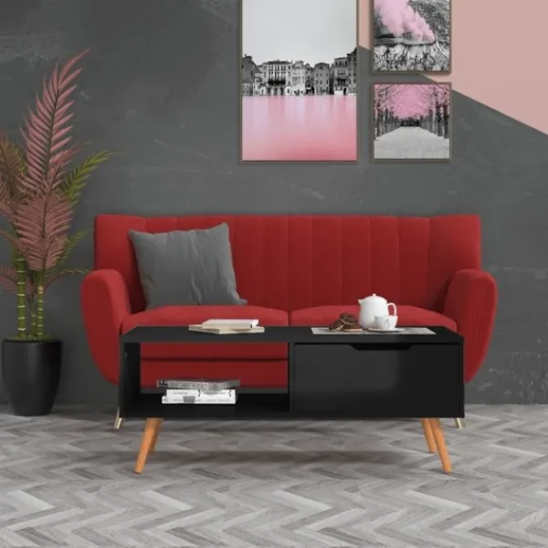 vidaXL Soffbord>Soffbord högglansig 100x49,5x43 cm spånskiva