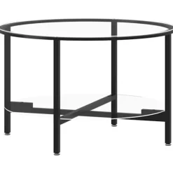 vidaXL Soffbord>Soffbord och transparent 70 cm härdat glas