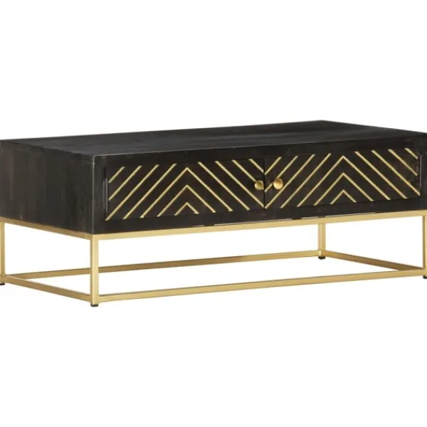 vidaXL Soffbord>Soffbord och guld 90x50x35 cm massivt mangoträ