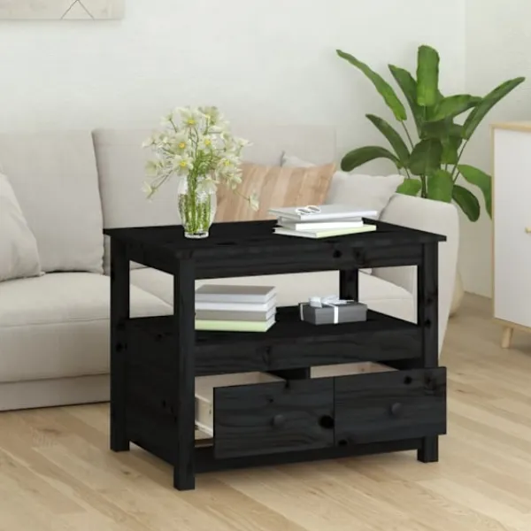 vidaXL Byråer>Soffbord 71x49x55 cm massiv furu