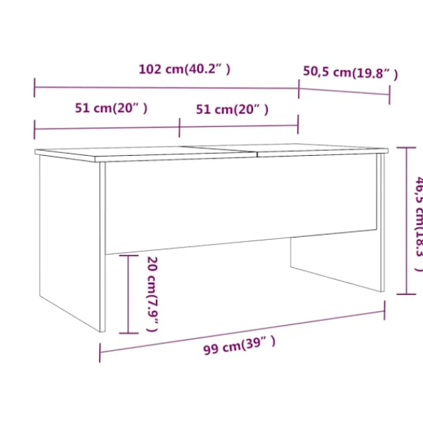 vidaXL Soffbord>Soffbord 102x50,5x46,5 cm konstruerat trä