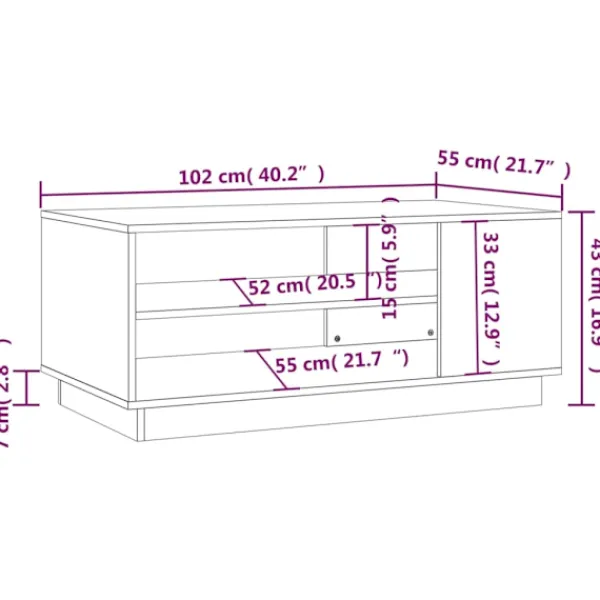 vidaXL Soffbord>Soffbord 102x55x43 cm konstruerat trä