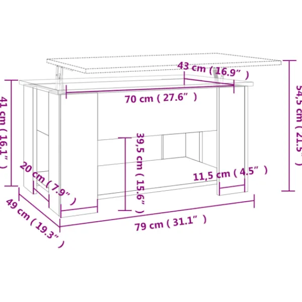 vidaXL Soffbord>Soffbord 79x49x41 cm konstruerat trä