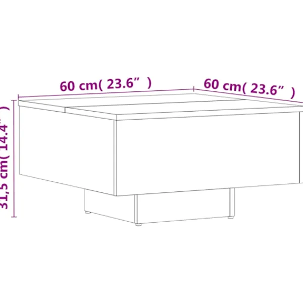 vidaXL Soffbord>Soffbord 60x60x31,5 cm konstruerat trä