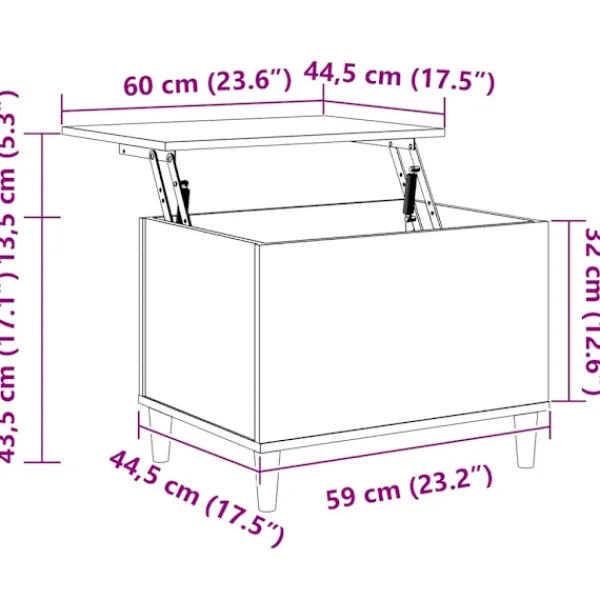 vidaXL Soffbord>Soffbord 60x44,5x45 cm konstruerat trä
