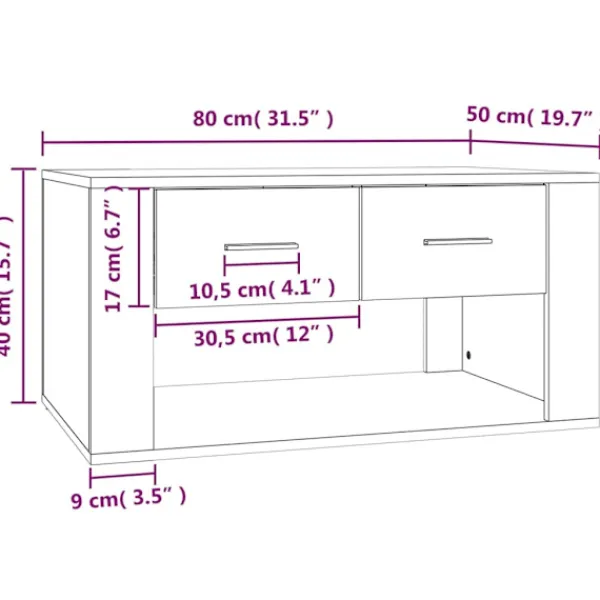 vidaXL Soffbord>Soffbord 80x50x40 cm konstruerat trä