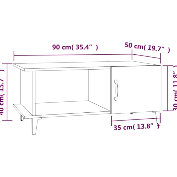 vidaXL Soffbord>Soffbord 90x50x40 cm konstruerat trä
