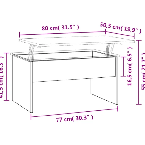 vidaXL Soffbord>Soffbord 80x50,5x41,5 cm konstruerat trä