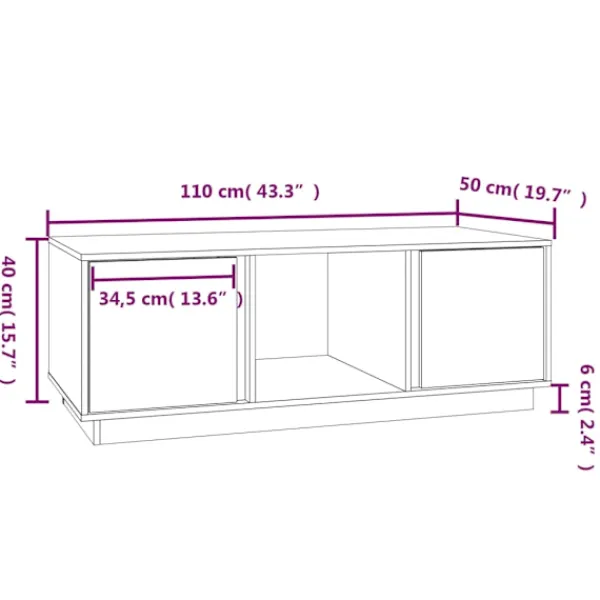 vidaXL Soffbord>Soffbord 110x50x40 cm massiv furu