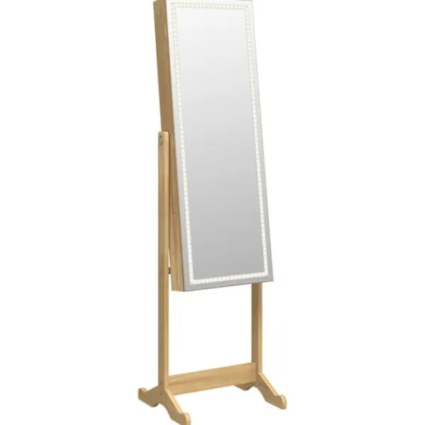 vidaXL Sminkbord>Spegelsmyckesskåp med LED-lampor fristående