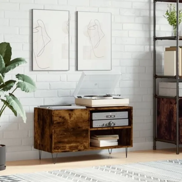 vidaXL Tv-Bänkar>Stereobänk rökfärgad ek 85x38x48 cm konstruerat trä