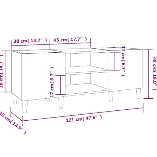 vidaXL Tv-Bänkar>Stereobänk 121x38x48 cm konstruerat trä