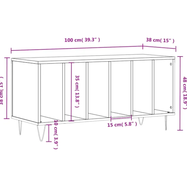 vidaXL Tv-Bänkar>Stereobänk högglans 100x38x48 cm konstruerat trä