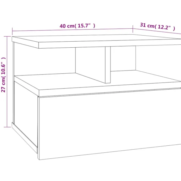 vidaXL Soffbord>Svävande sängbord brun 40x31x27 cm konstruerat trä Brun