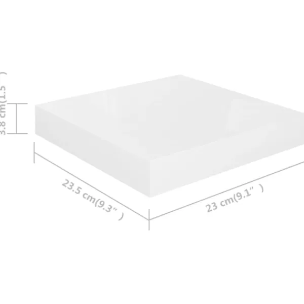 vidaXL Hyllor>Svävande vägghyllor 2 st högglans 23x23,5x3,8 cm MDF
