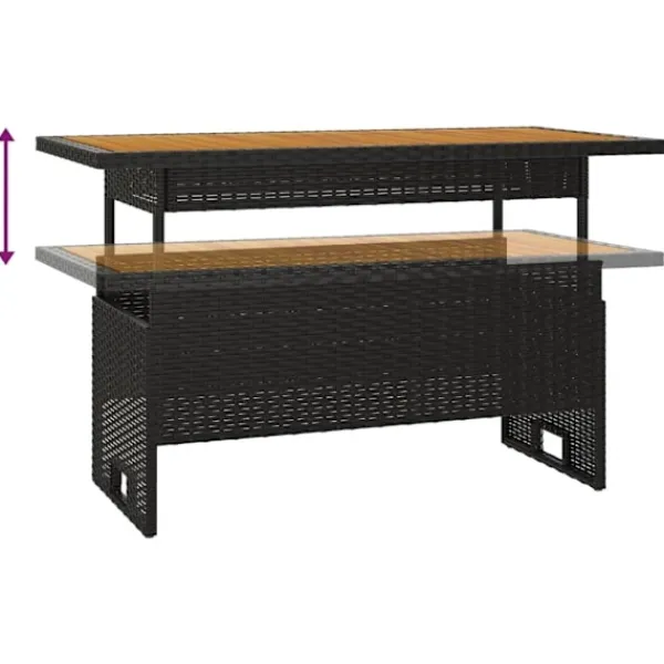 vidaXL Soffbord>Trädgårdsbord 100x50x43/63 cm akaciaträ&konstrotting