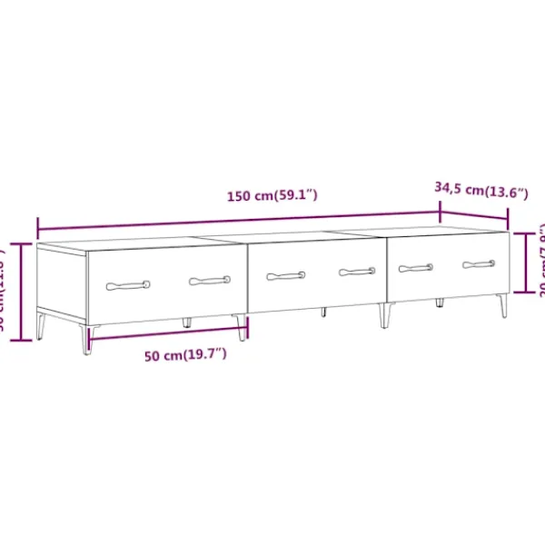 vidaXL Tv-Bänkar>Tv-bänk ek 150x34,5x30 cm konstruerat trä