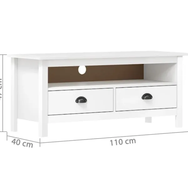 vidaXL Tv-Bänkar>TV-bänk Hill 110x40x47 cm massiv furu