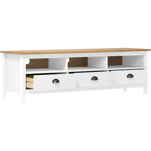 vidaXL Tv-Bänkar>TV-bänk Hill 158x40x47 cm massiv furu