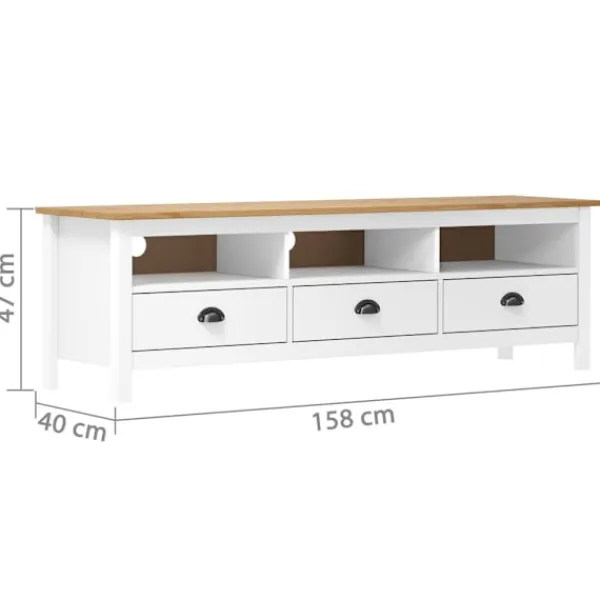 vidaXL Tv-Bänkar>TV-bänk Hill 158x40x47 cm massiv furu
