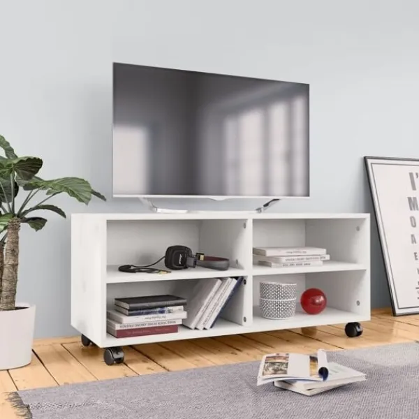 vidaXL Tv-Bänkar>Tv-bänk med hjul 90x35x35 cm konstruerat trä
