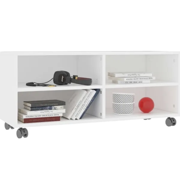 vidaXL Tv-Bänkar>Tv-bänk med hjul 90x35x35 cm konstruerat trä