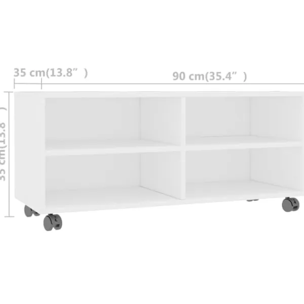 vidaXL Tv-Bänkar>Tv-bänk med hjul 90x35x35 cm konstruerat trä