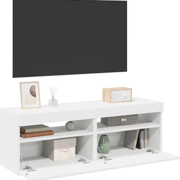 vidaXL Tv-Bänkar>TV-bänk med LED-belysning 2 delar 60x35x40 cm