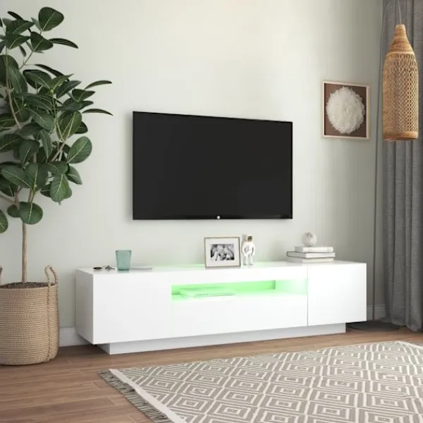 vidaXL Tv-Bänkar>TV-bänk med LED-belysning 160x35x40 cm