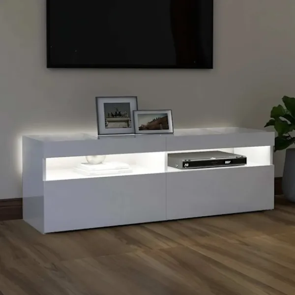 vidaXL Tv-Bänkar>TV-bänk med LED-belysning högglans 120x35x40 cm