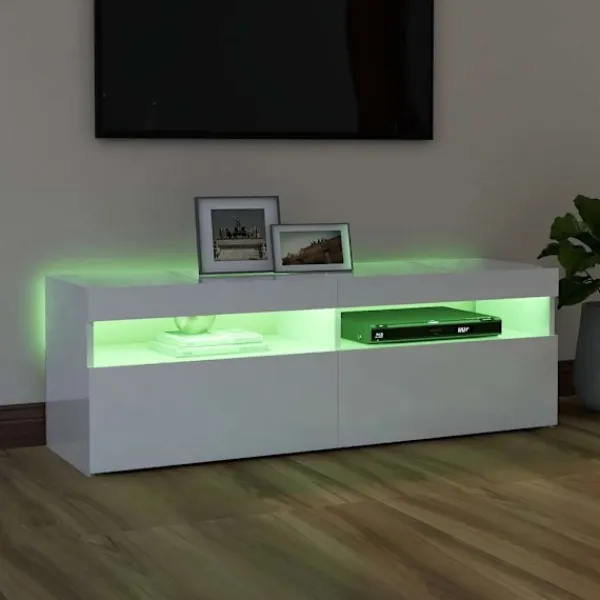 vidaXL Tv-Bänkar>TV-bänk med LED-belysning högglans 120x35x40 cm