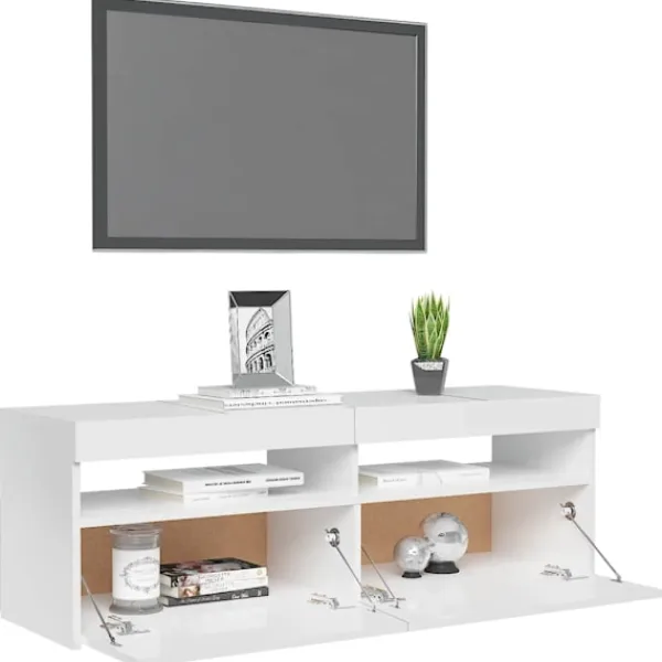 vidaXL Tv-Bänkar>TV-bänk med LED-belysning högglans 120x35x40 cm