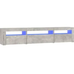 vidaXL Tv-Bänkar>Tv-bänk med LED-belysning Betong 195x35x40 cm