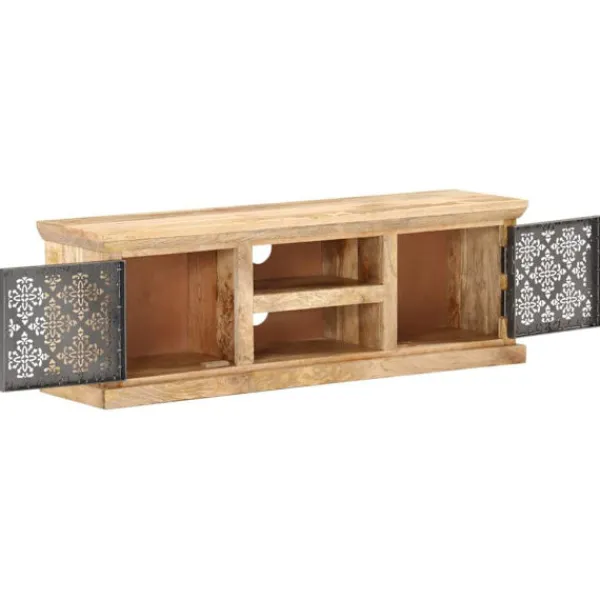 vidaXL Tv-Bänkar>TV-bänk med ståldörrar 120x30x40 cm massivt mangoträ