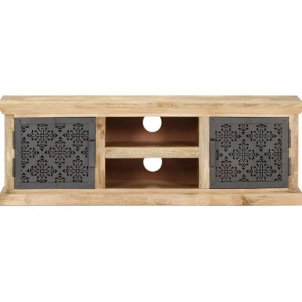 vidaXL Tv-Bänkar>TV-bänk med ståldörrar 120x30x40 cm massivt mangoträ