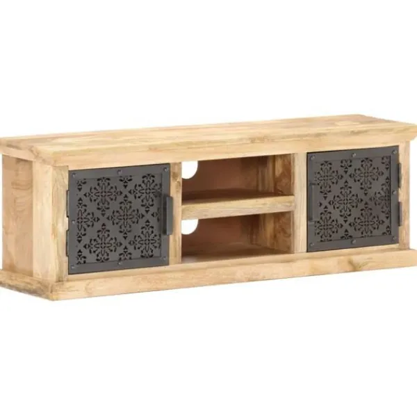 vidaXL Tv-Bänkar>TV-bänk med ståldörrar 120x30x40 cm massivt mangoträ