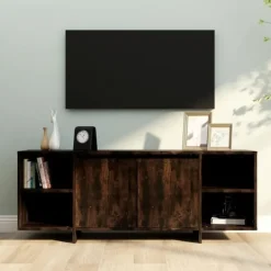 vidaXL Tv-Bänkar>Tv-bänk rökfärgad ek 130x35x50 cm konstruerat trä