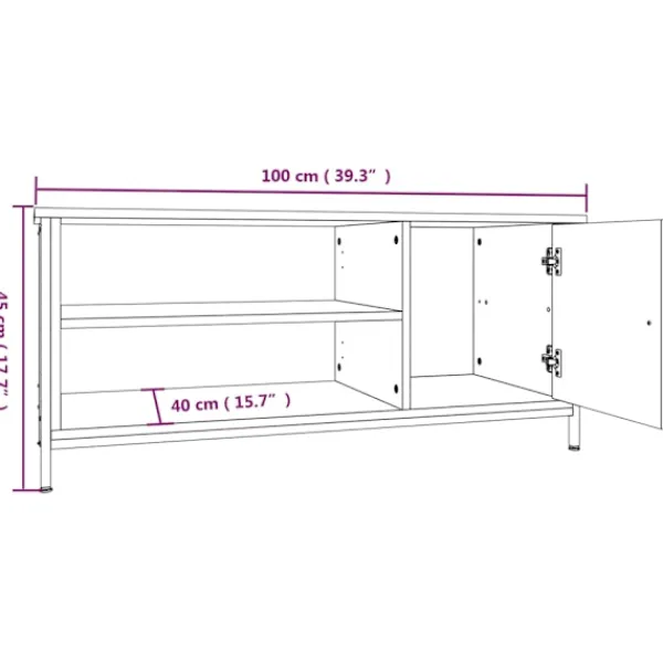 vidaXL Soffbord>Tv-bänk sonoma-ek 100x40x45 cm konstruerat trä