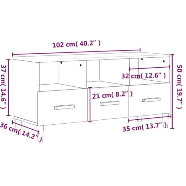 vidaXL Tv-Bänkar>Tv-bänk 102x36x50 cm konstruerat trä