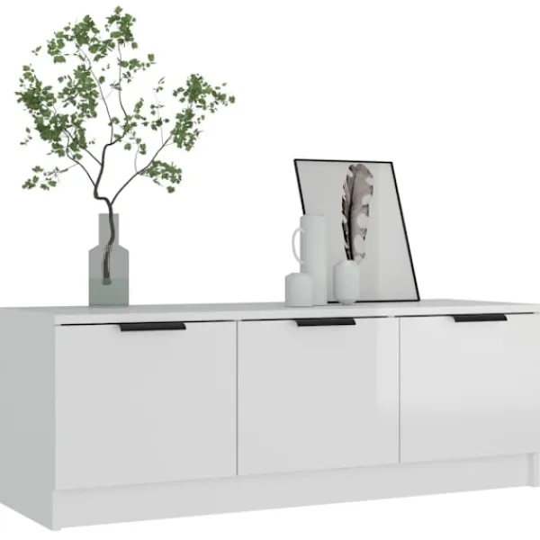 vidaXL Tv-Bänkar>Tv-bänk högglans 102x35x36,5 cm konstruerat trä