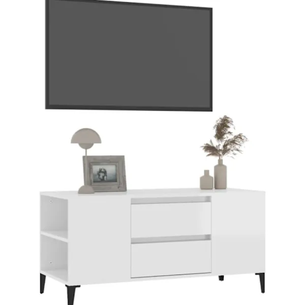 vidaXL Tv-Bänkar>Tv-bänk högglans 102x44,5x50 cm konstruerat trä