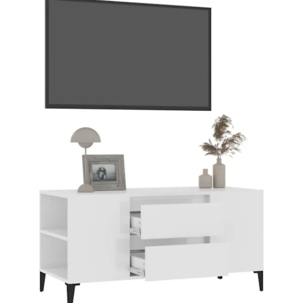 vidaXL Tv-Bänkar>Tv-bänk högglans 102x44,5x50 cm konstruerat trä
