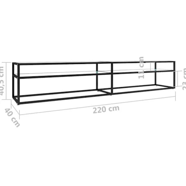 vidaXL Tv-Bänkar>Tv-bänk marmor 220x40x40,5 cm härdat glas