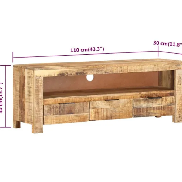 vidaXL Tv-Bänkar>TV-bänk 110x30x40 cm grovt mangoträ