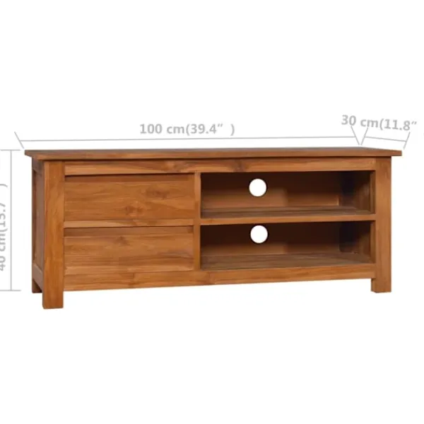 vidaXL Tv-Bänkar>TV-bänk 100x30x40 cm massiv teak