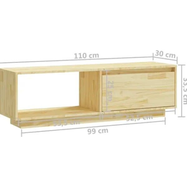 vidaXL Tv-Bänkar>Tv-bänk 110x30x33,5 cm massiv furu