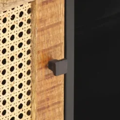 vidaXL Tv-Bänkar>TV-bänk 90x30x40 cm massivt grovt mangoträ och naturlig rotting