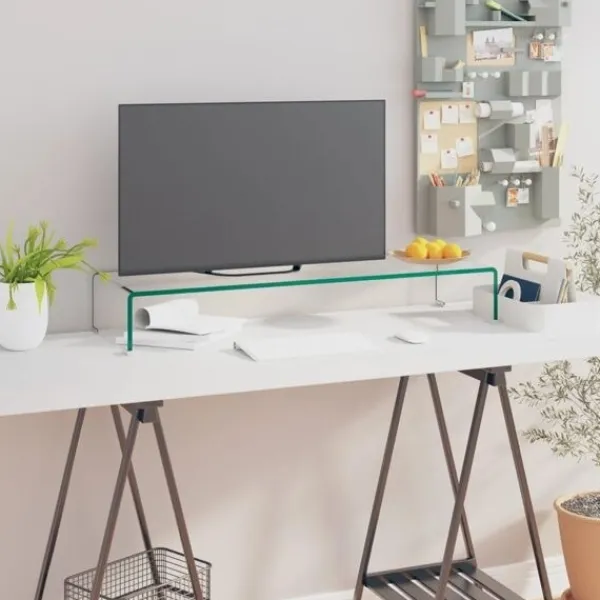 vidaXL Tv-Bänkar>TV-bord klarglas 90x30x13 cm