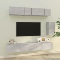 vidaXL Tv-Bänkar>Tv-skåp 6 delar betong konstruerat trä