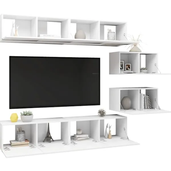 vidaXL Tv-Bänkar>TV-skåp 6 delar spånskiva